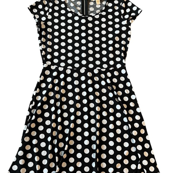MICHAEL Michael Kors Black and White Polka Dot Midi Dress - Picture 1 of 9